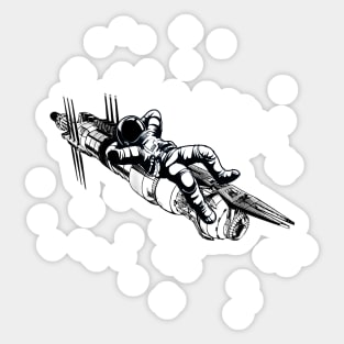 Astronaut Relaxing - Space Station - Black - Sci-Fi Sticker